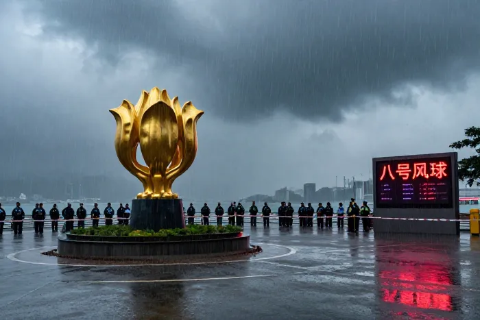 八号风球生效 湾仔升旗仪式取消