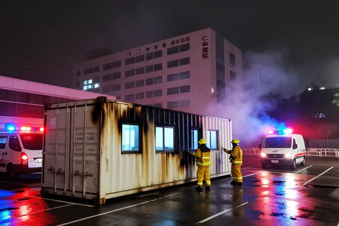 大圍仁安醫院貨櫃辦公室起火 疑漏電無人傷