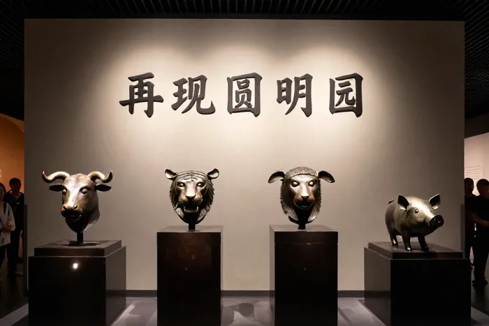 杭州现圆明园兽首展 牛虎猴猪四首齐聚