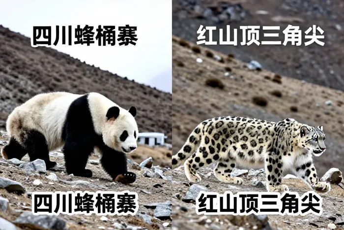 四川雅安4120米现野生大熊猫 与雪豹同域