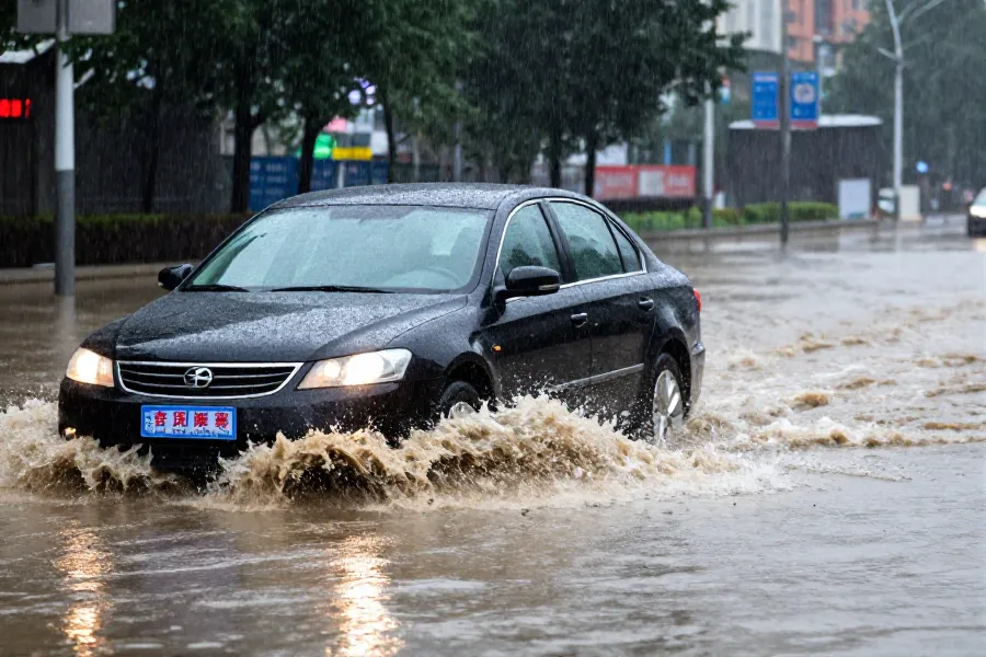 黑龙江哈尔滨暴雨红色预警 道路严重积水