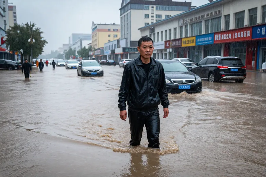 哈尔滨暴雨红色预警 城市交通受困