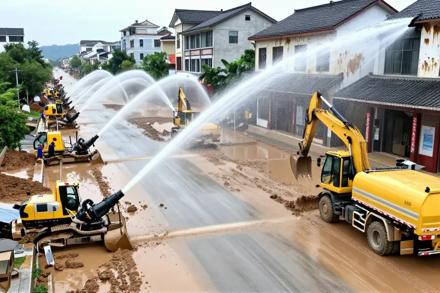 湖北秭归灾后清淤有序推进 主要干道恢复整洁