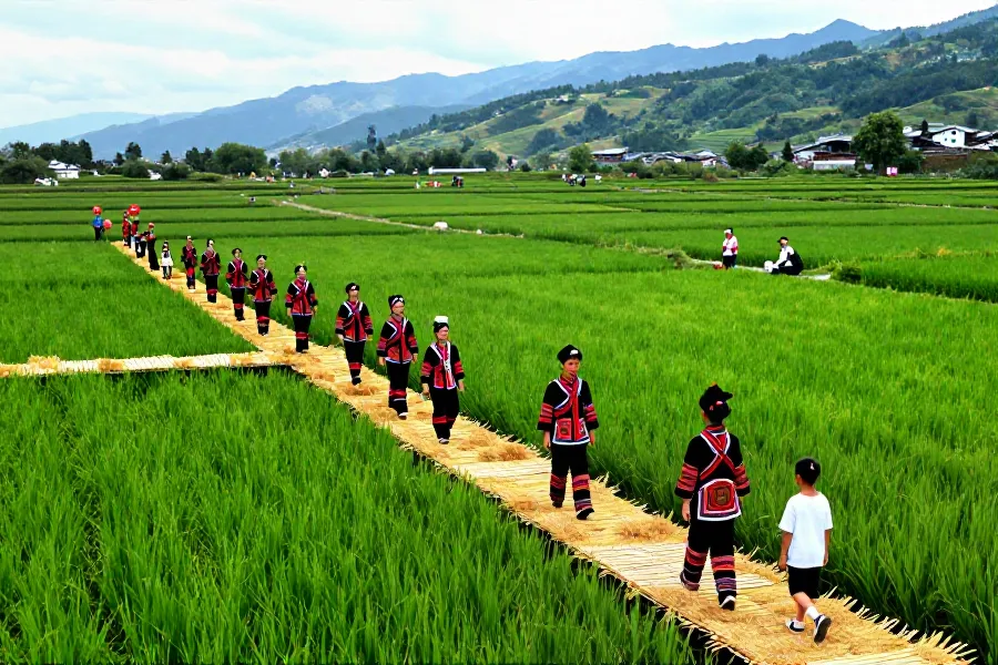 凉山火把节启幕：稻田T台秀出非遗挑花刺绣