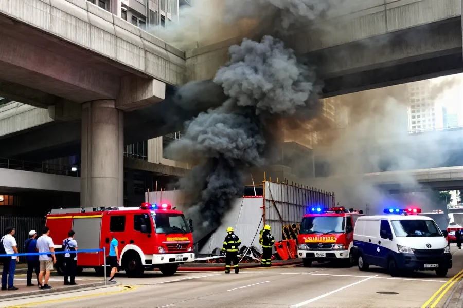 九龙政府合署旁围板起火 警方列纵火案