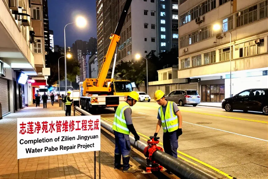 香港九龙水管抢修完成 冲厕水供应陆续恢复