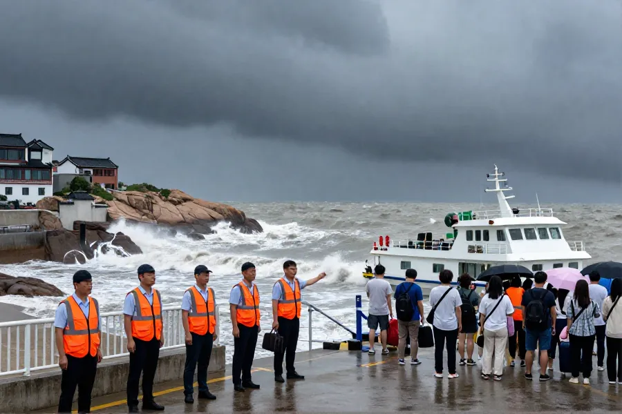 台风“白海豚”逼近 舟山白沙岛紧急转移游客