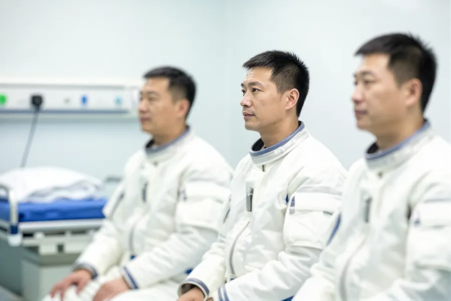 航天员乘组返回地球亮相