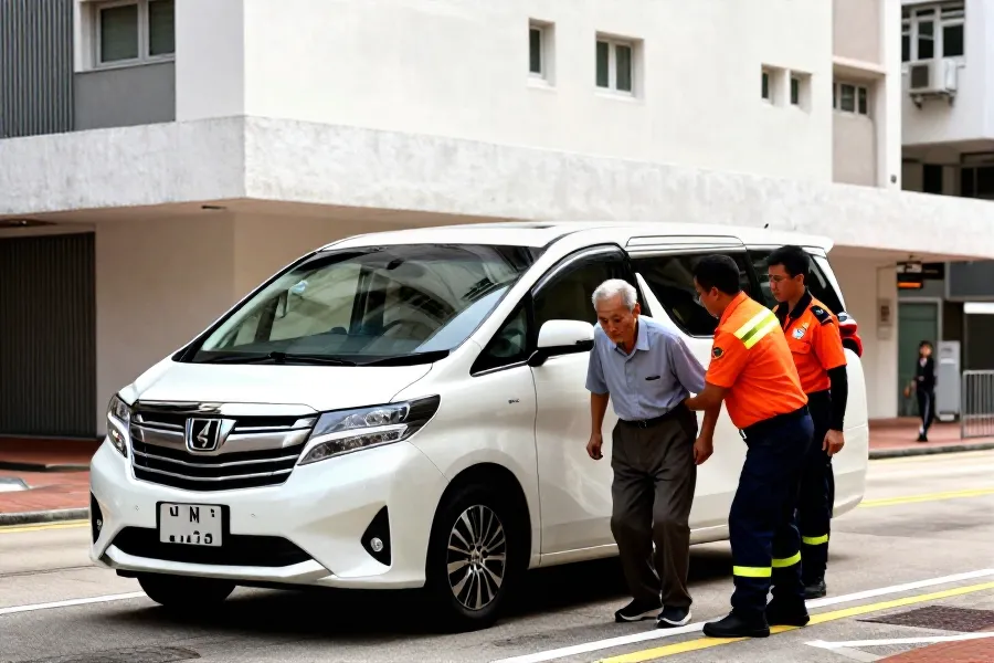 湾仔七旬行人遭中港车撞击，被困车底后获救送医