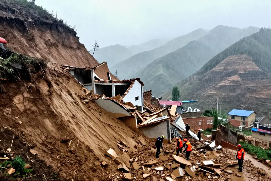 陕西潼关土崖滑坡致1人失联 当地连夜转移405人
