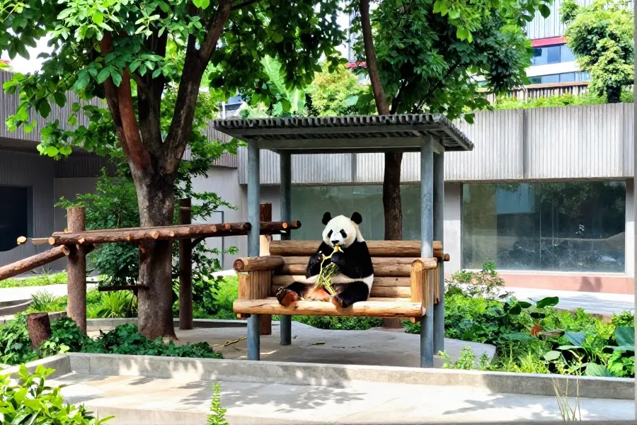 重庆大熊猫“莽灿灿”夏日避暑新姿势：摇篮中享清凉