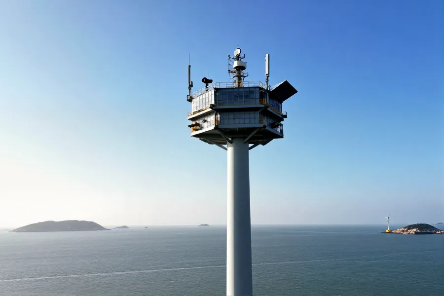 福建首个海上风机塔顶基站开通