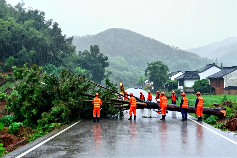 金华抗台一线：道路抢修与安置点温情服务并行