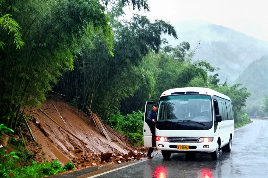 318国道暴雨惊魂：长阳司机敏锐识险，5名乘客化险为夷