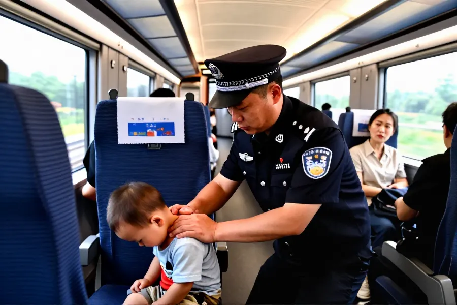 G533次列车惊魂一刻：2岁男童卡喉，乘警李俊巧施急救转危为安