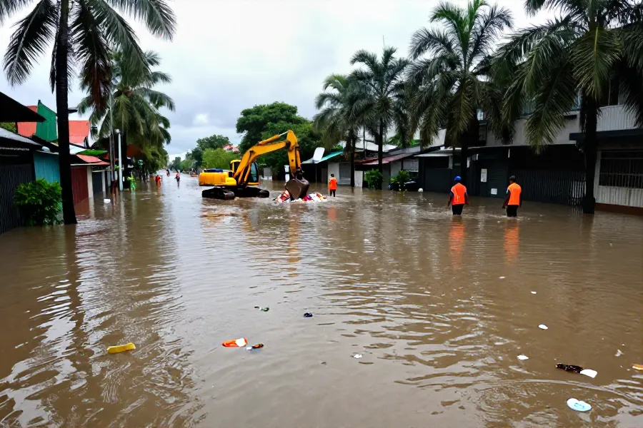 菲律宾暴雨成灾 马尼拉河道沦为“垃圾河”