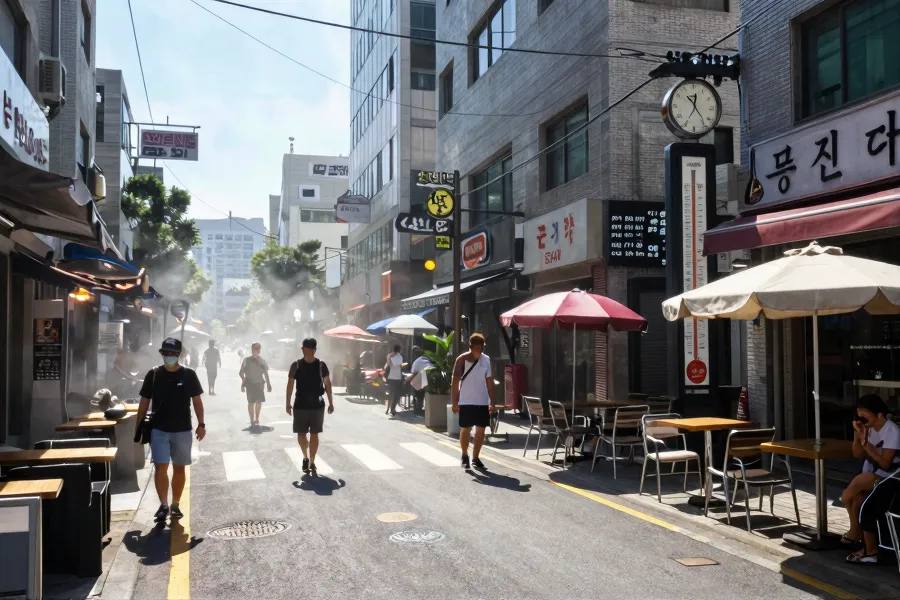 朝鲜半岛高温破纪录，韩国梁山42.5℃