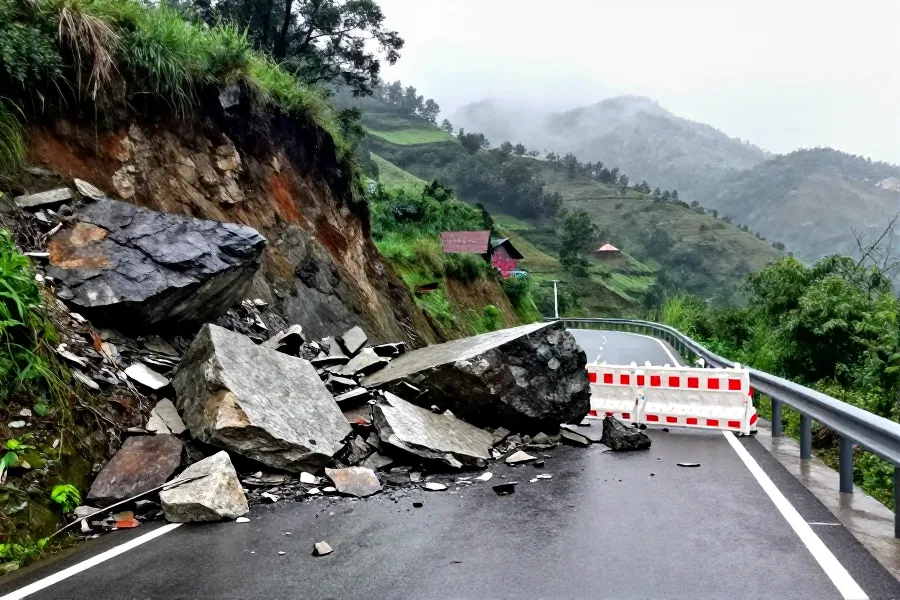 强降雨致保康山区道路岩崩 S468抢通时限明确