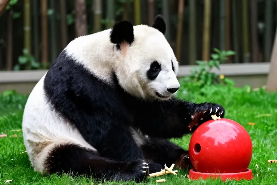 绵阳基地为大熊猫庆生 食物丰容添趣味